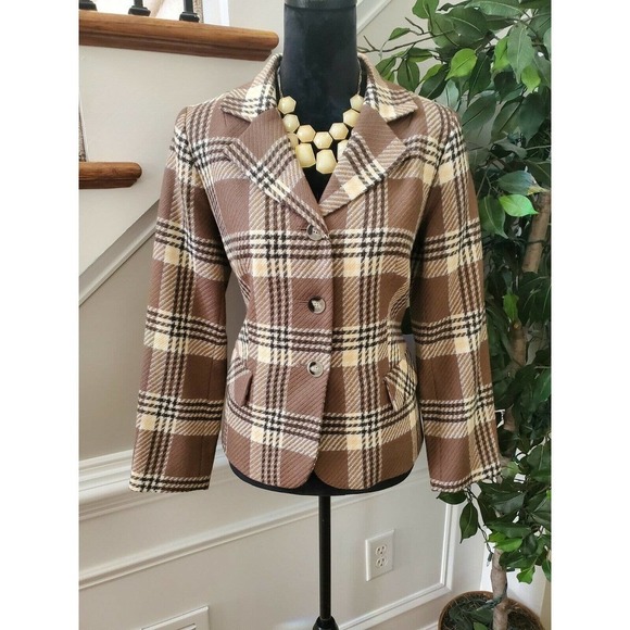 Pendleton Women's Multicolor Wool Three Buttons Single Breasted Fitted Blazer 10 - Picture 1 of 11